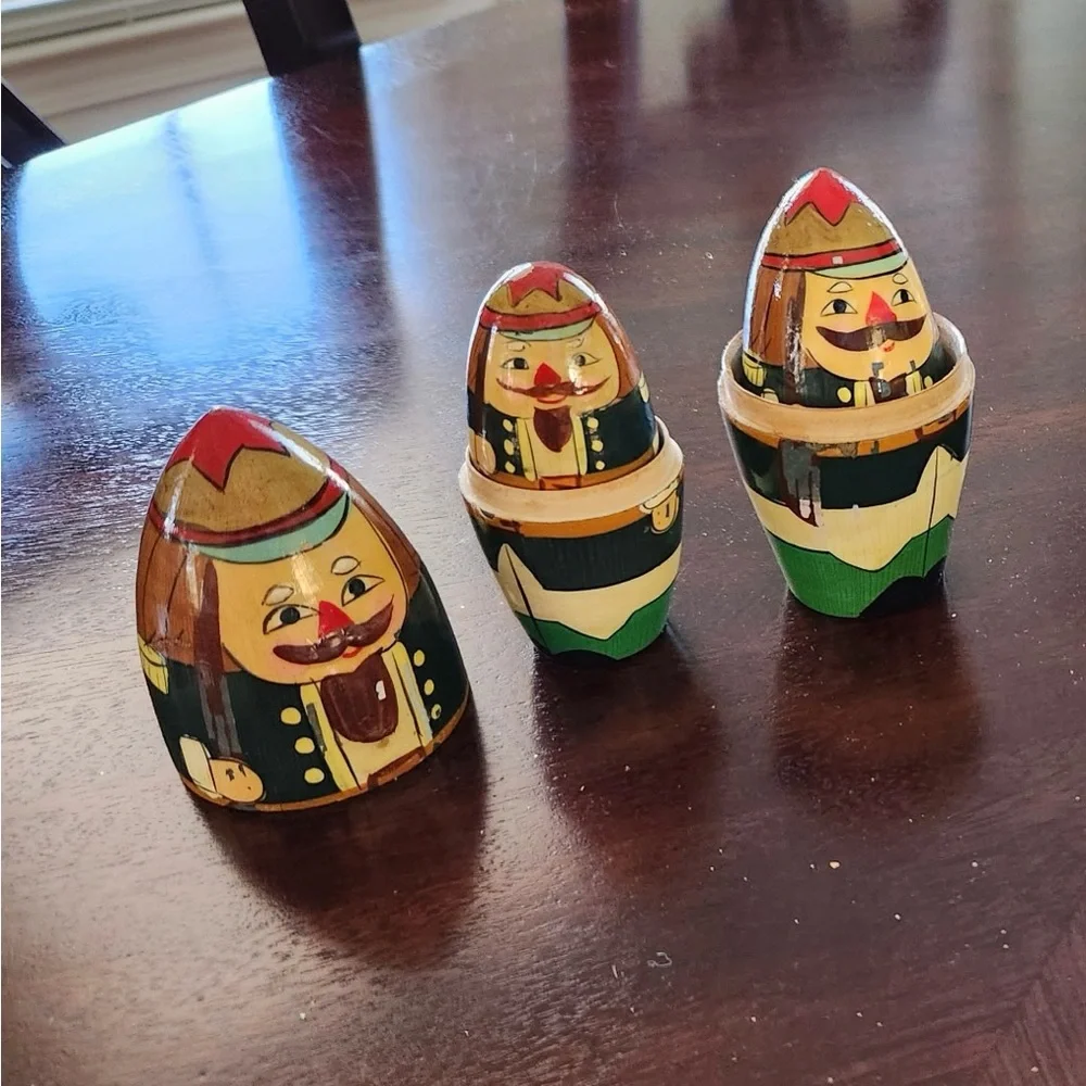 Antique Colorful Nutcracker Nesting Dolls